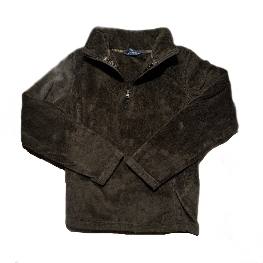 Brown fur fleece quarter zip up sweatshirt
